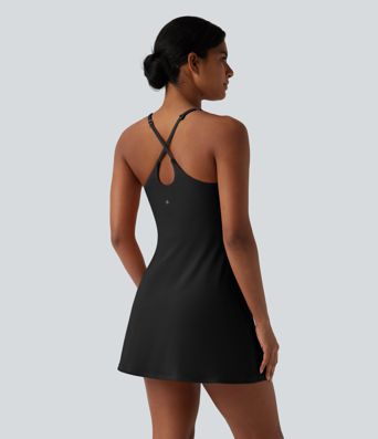 Softlyzero™ pliušinė sportinė suknelė su pilvo modeliuojančiu efektu ir kišenėmis — Easy Peezy leidimas