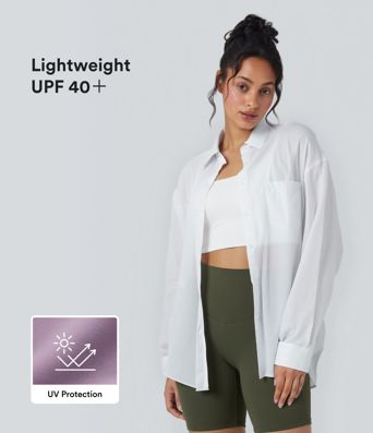 UV Protection Lightweight Breathable Long Sleeve Curved Hem outdoor Shirt with Pocket-UPF40+