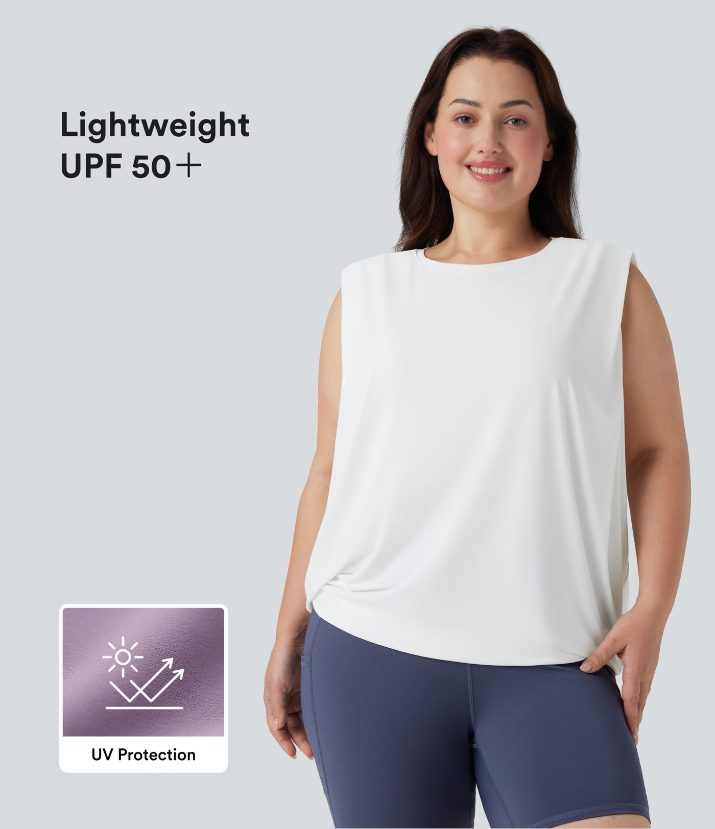 Plus Size Round Neck Cool Touch Women Gym Yoga Tank Top-UPF50+