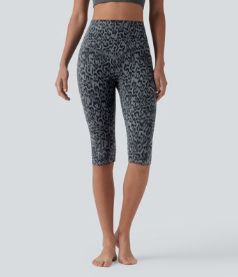 Halara UltraSculpt™ Leopard Print High Waisted Tummy Control Pedal Pusher Yoga Leggings with Pockets