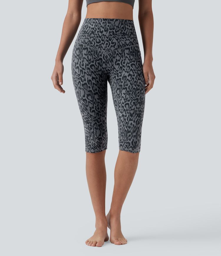 Halara UltraSculpt™ Leopard Print High Waisted Tummy Control Pedal Pusher Yoga Leggings with Pockets