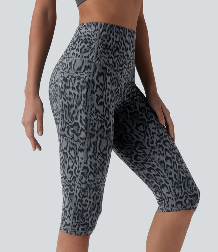 Halara UltraSculpt™ Leopard Print High Waisted Tummy Control Pedal Pusher Yoga Leggings with Pockets