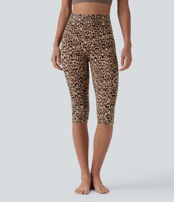 Halara UltraSculpt™ - Pedal-Pusher-Leggings mit hohem Bund, Seitentaschen, Bauchkontrolle und Leopardenmuster