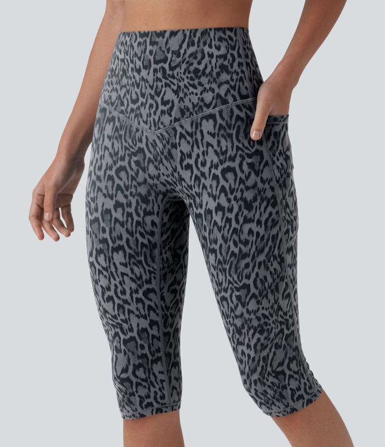 Halara UltraSculpt™ Leopard Print High Waisted Tummy Control Pedal Pusher Yoga Leggings with Pockets