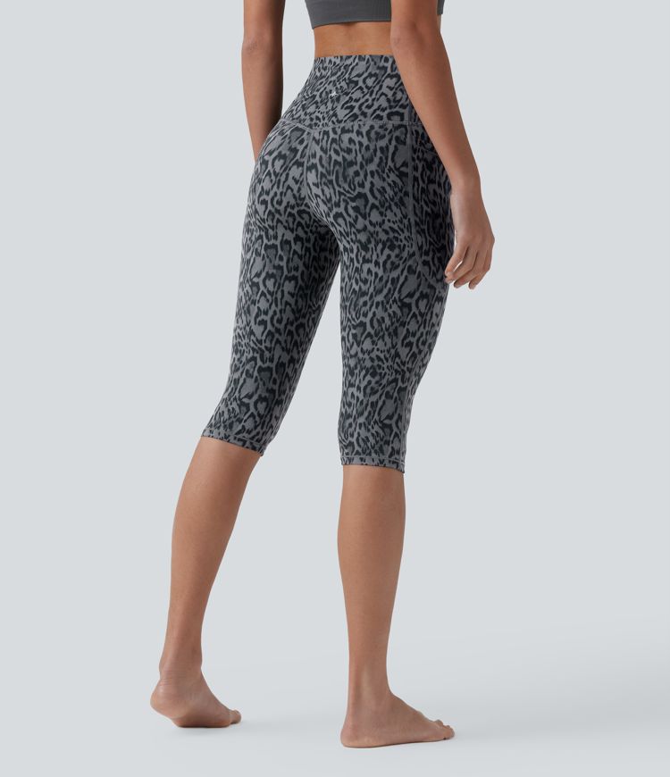 Halara UltraSculpt™ Leopard Print High Waisted Tummy Control Pedal Pusher Yoga Leggings with Pockets