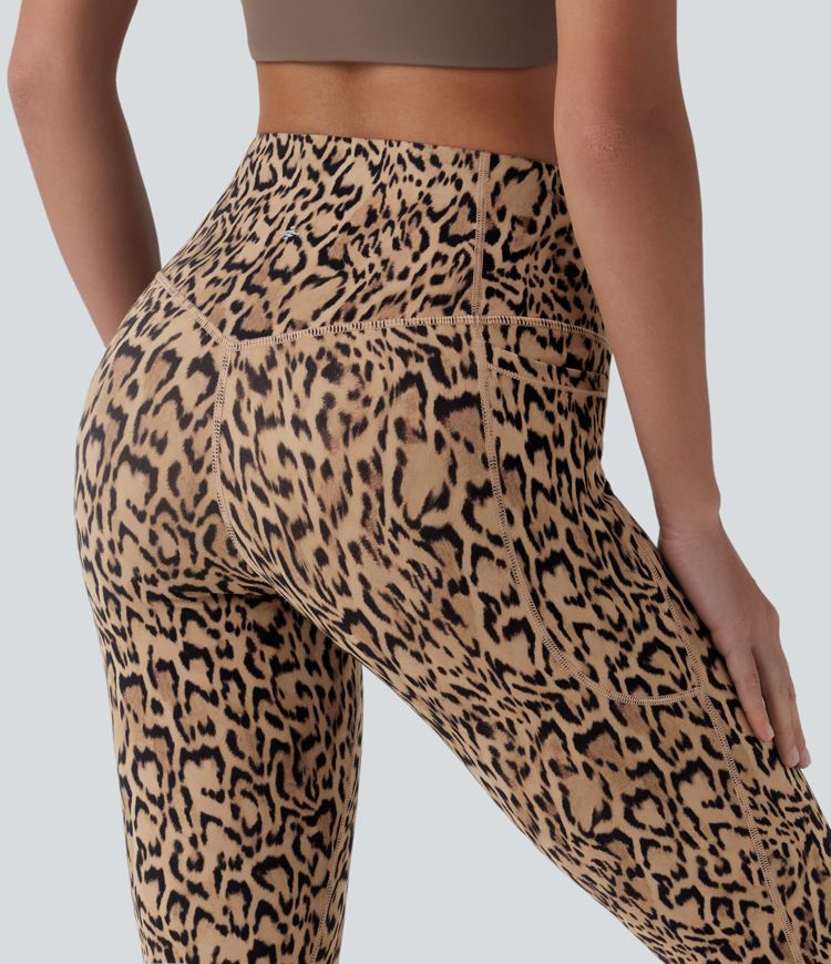Halara UltraSculpt™ - Pedal-Pusher-Leggings mit hohem Bund, Seitentaschen, Bauchkontrolle und Leopardenmuster
