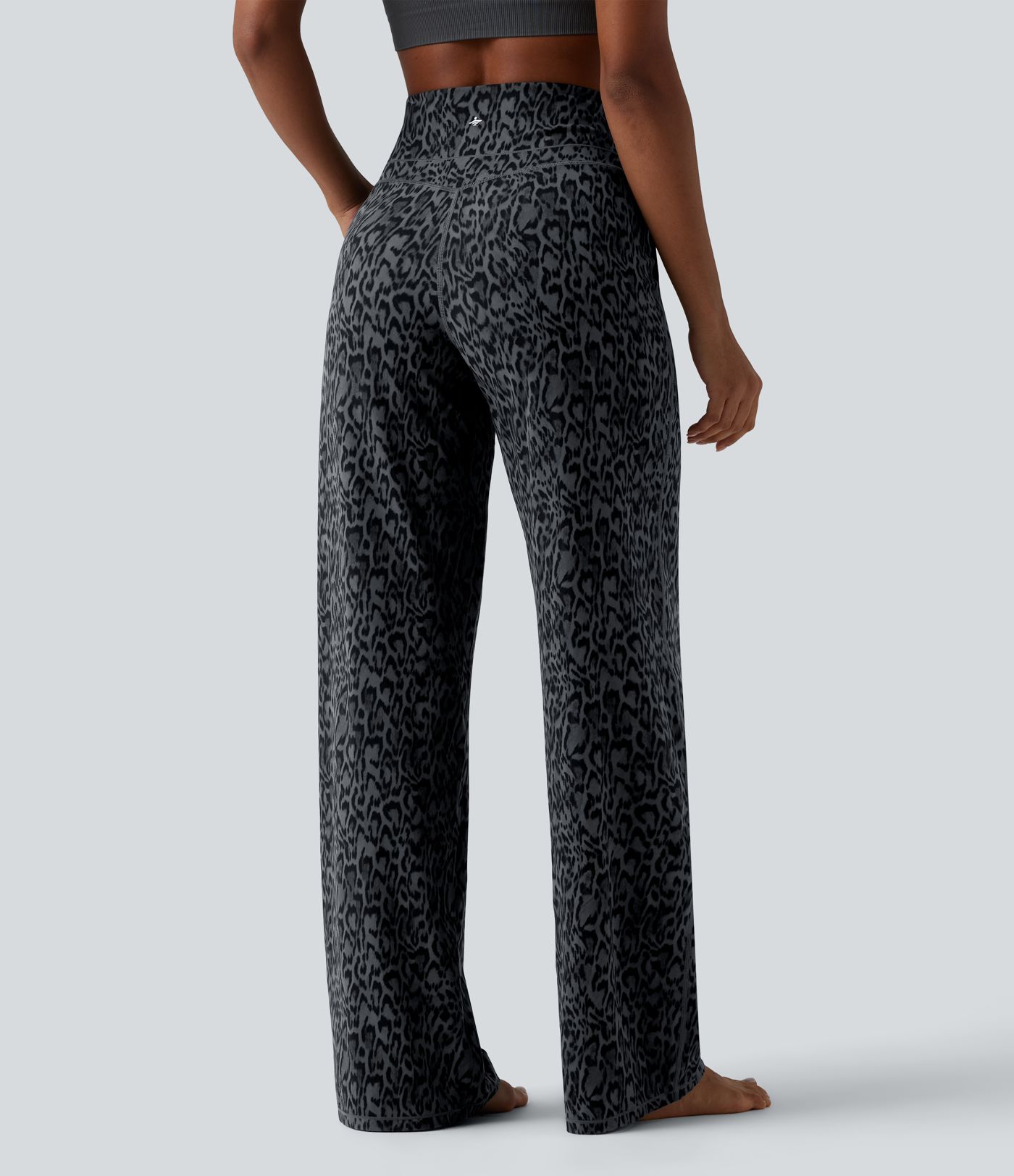 Halara UltraSculpt™ Leopard Print High Waisted Tummy Control Straight Leg Yoga Trousers with Pockets