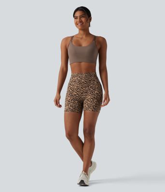 Halara UltraSculpt™ Leopard Print High Waisted Scrunch Butt Lifting Tummy Control Training Biker Shorts 5'' with Pockets