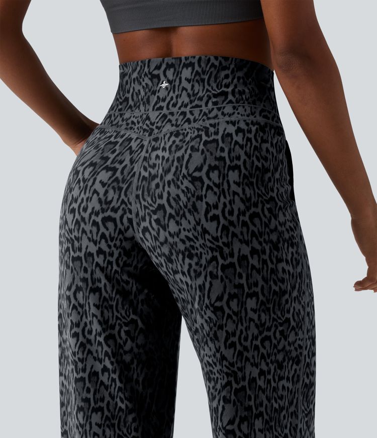 Halara UltraSculpt™ Leopard Print High Waisted Tummy Control Straight Leg Yoga Trousers with Pockets