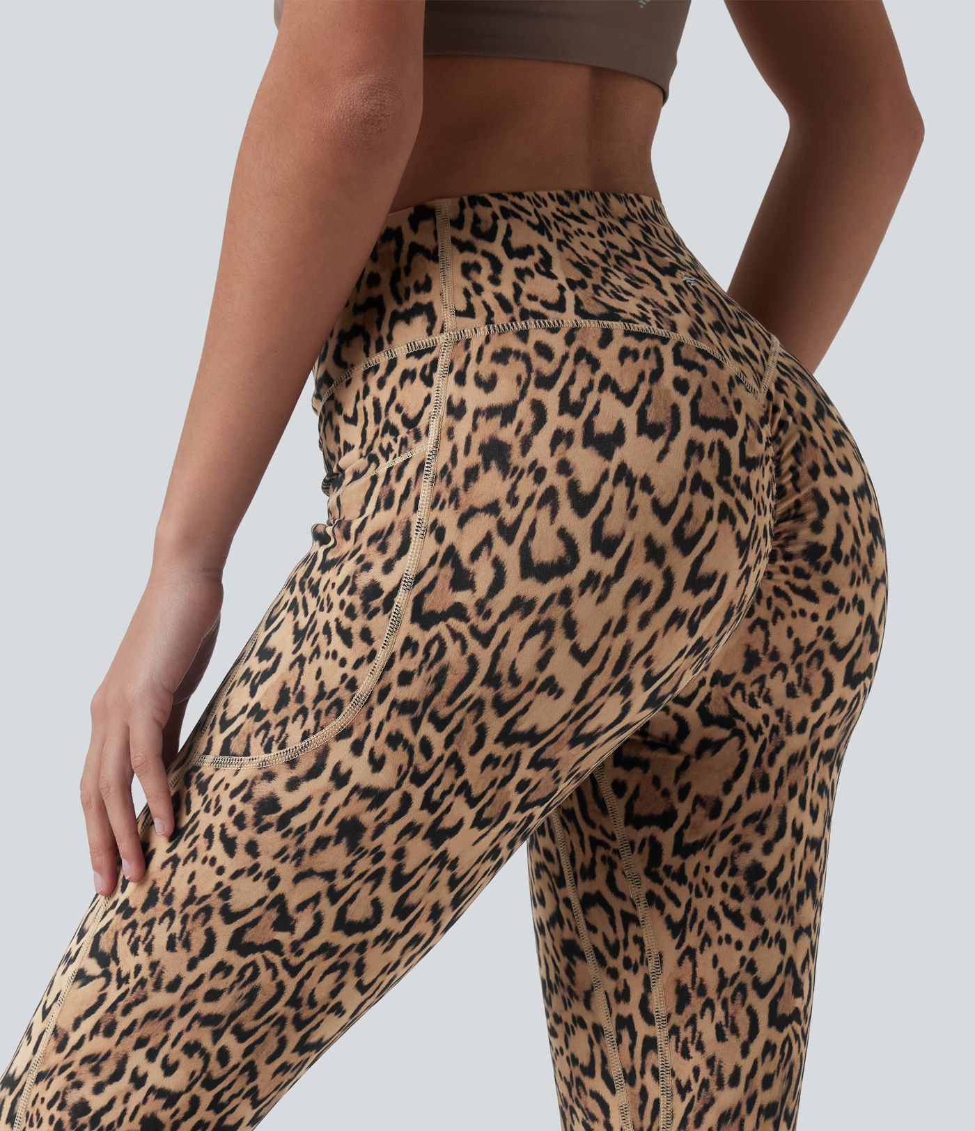 Halara UltraSculpt™ Leopard Print High Waisted Scrunch Butt Lifting Tummy Control Capri Training Leggings with Pockets
