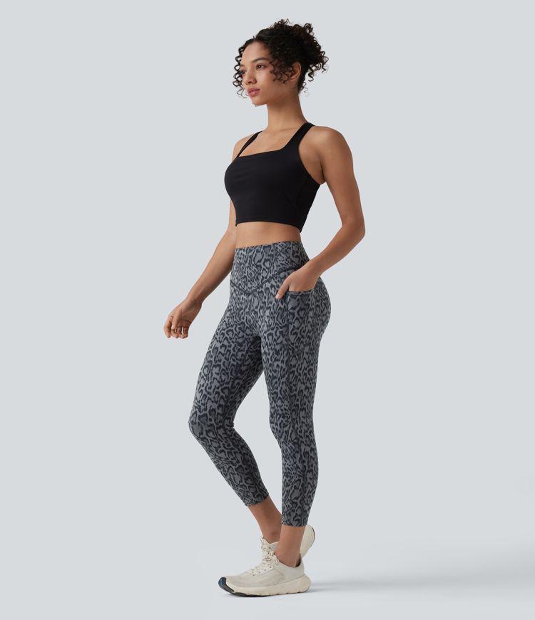Halara UltraSculpt™ Leopard Print High Waisted Scrunch Butt Lifting Tummy Control Capri Training Leggings with Pockets