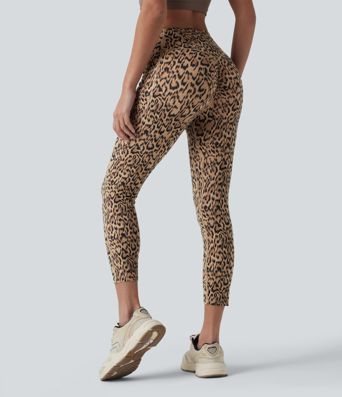 Halara UltraSculpt™ Leopard Print High Waisted Scrunch Butt Lifting Tummy Control Capri Training Leggings with Pockets