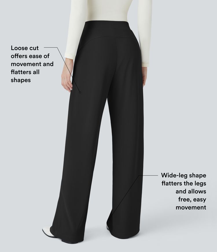 Halara Flex™ High Waisted Body Sculpt Waist-Slimming Pocket Wide Leg Micro Waffle Work Trousers