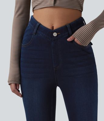 Halara Flex™ V-förmige, hochwertige, leichte Jeans mit Taschen