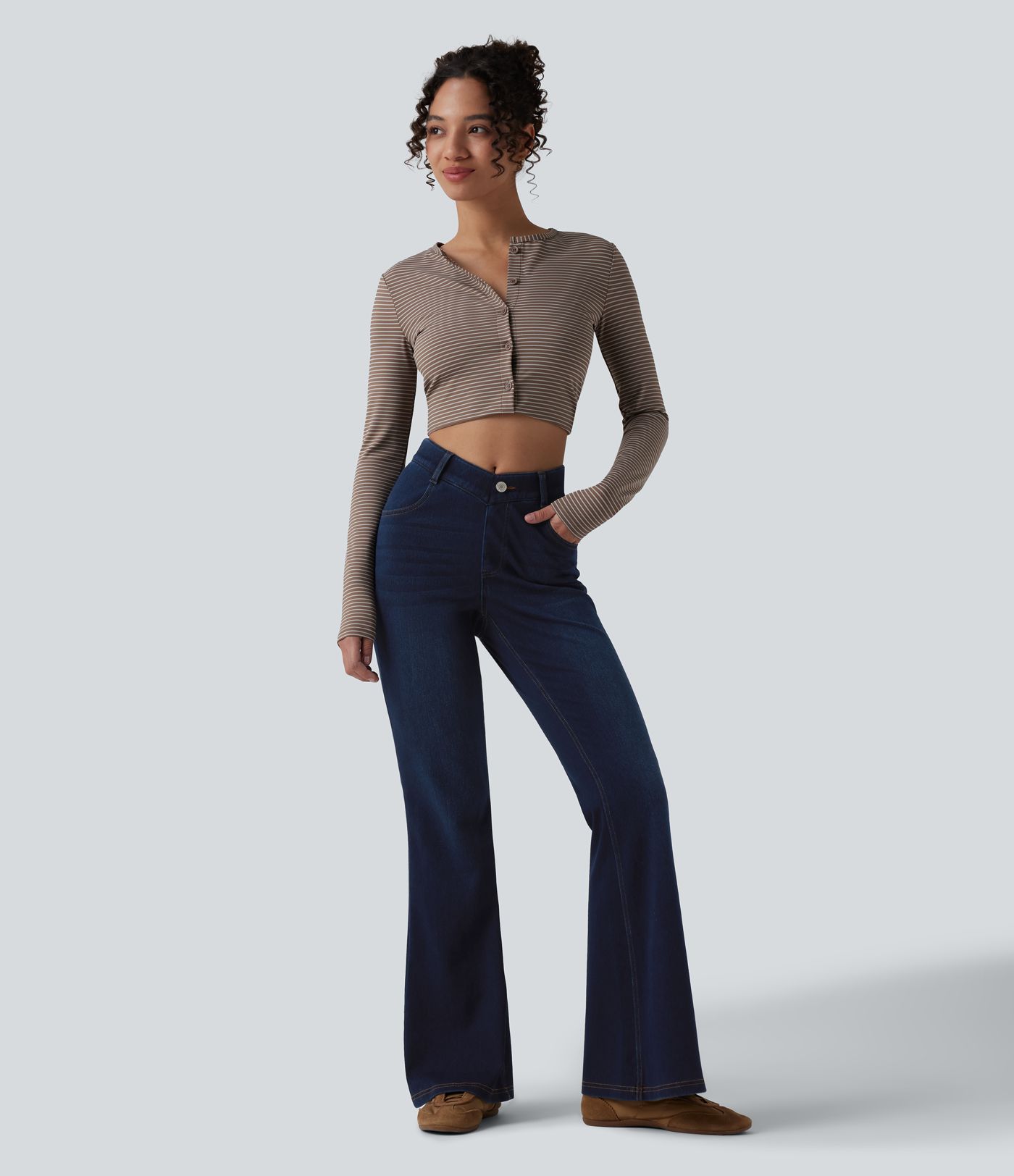 Halara Flex™ V-förmige, hochwertige, leichte Jeans mit Taschen