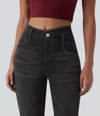 Halara Flex™ High Waisted Crossover Tummy Control Bootcut Casual Jeans with Pockets