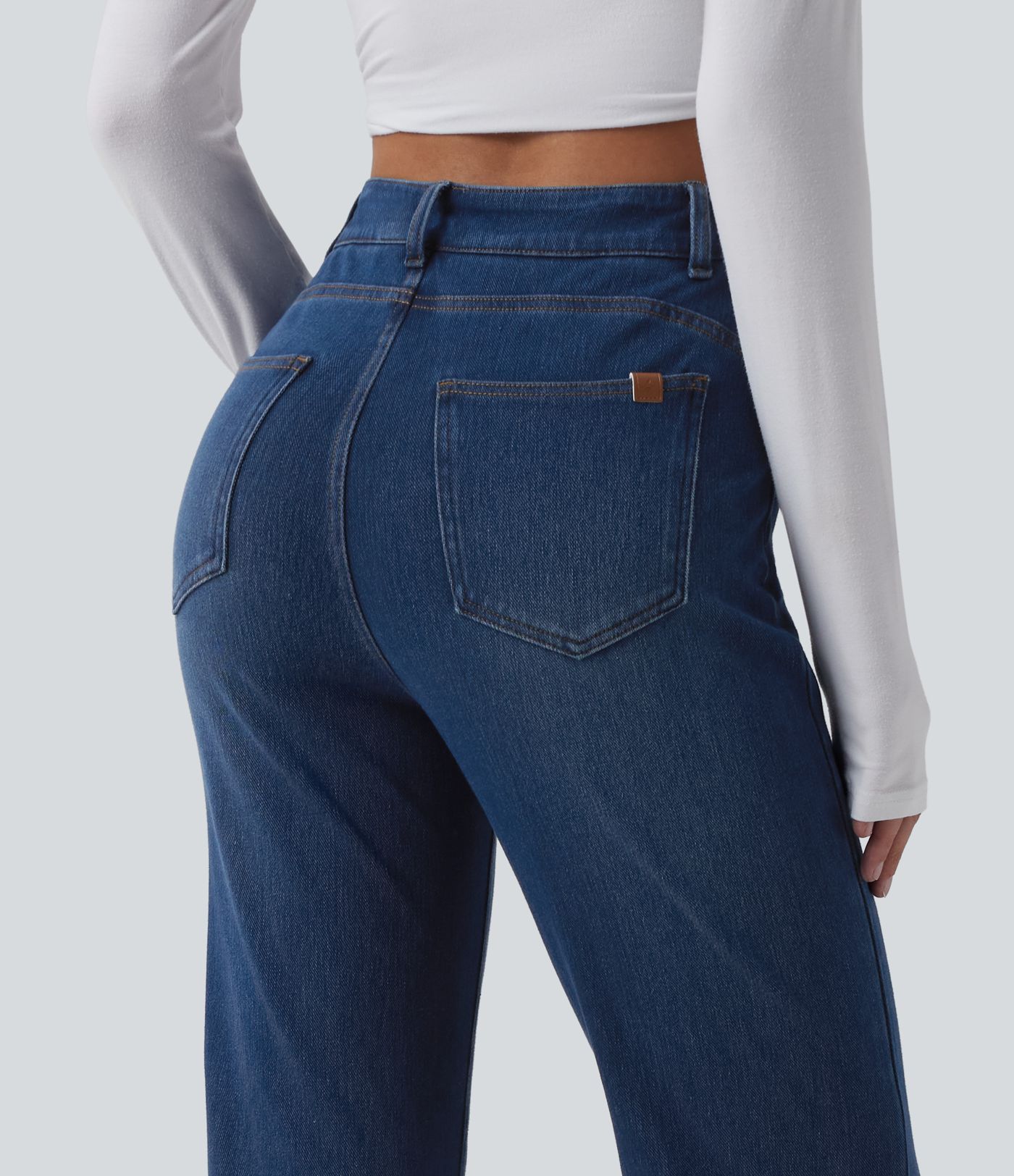 Halara Flex™ High Waisted Crossover Tummy Control Bootcut Casual Jeans with Pockets