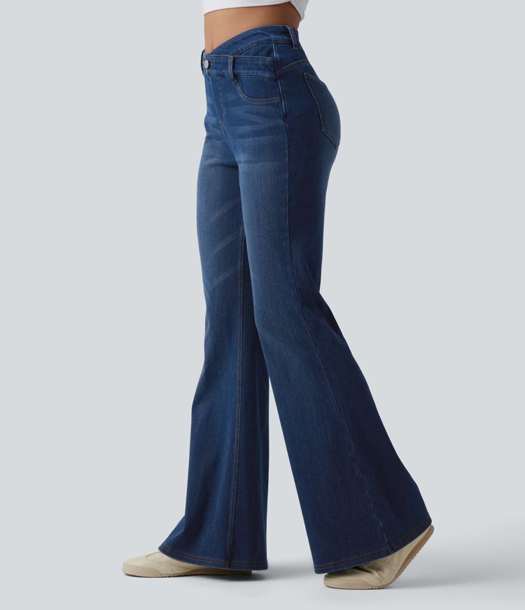 Halara Flex™ High Waisted Crossover Tummy Control Bootcut Casual Jeans with Pockets