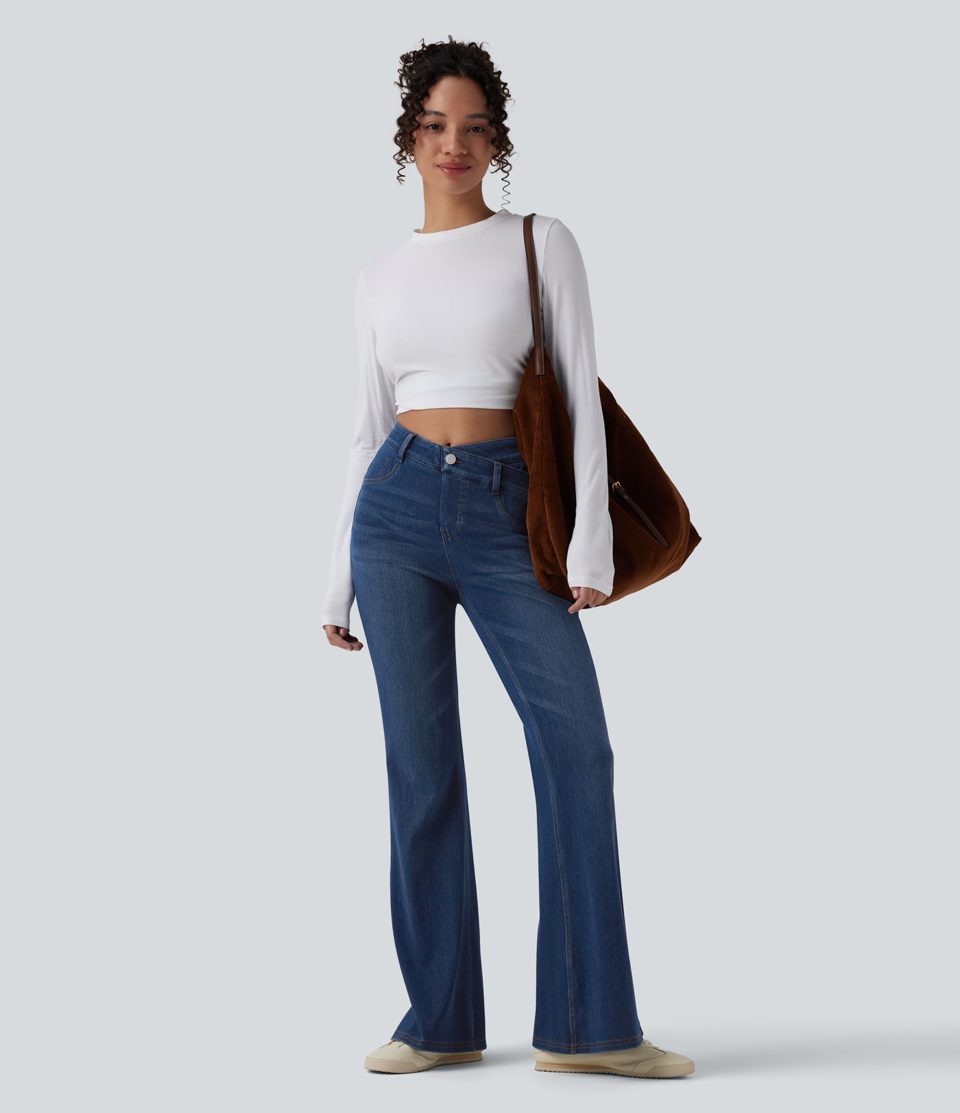 Halara Flex™ High Waisted Crossover Tummy Control Bootcut Casual Jeans with Pockets