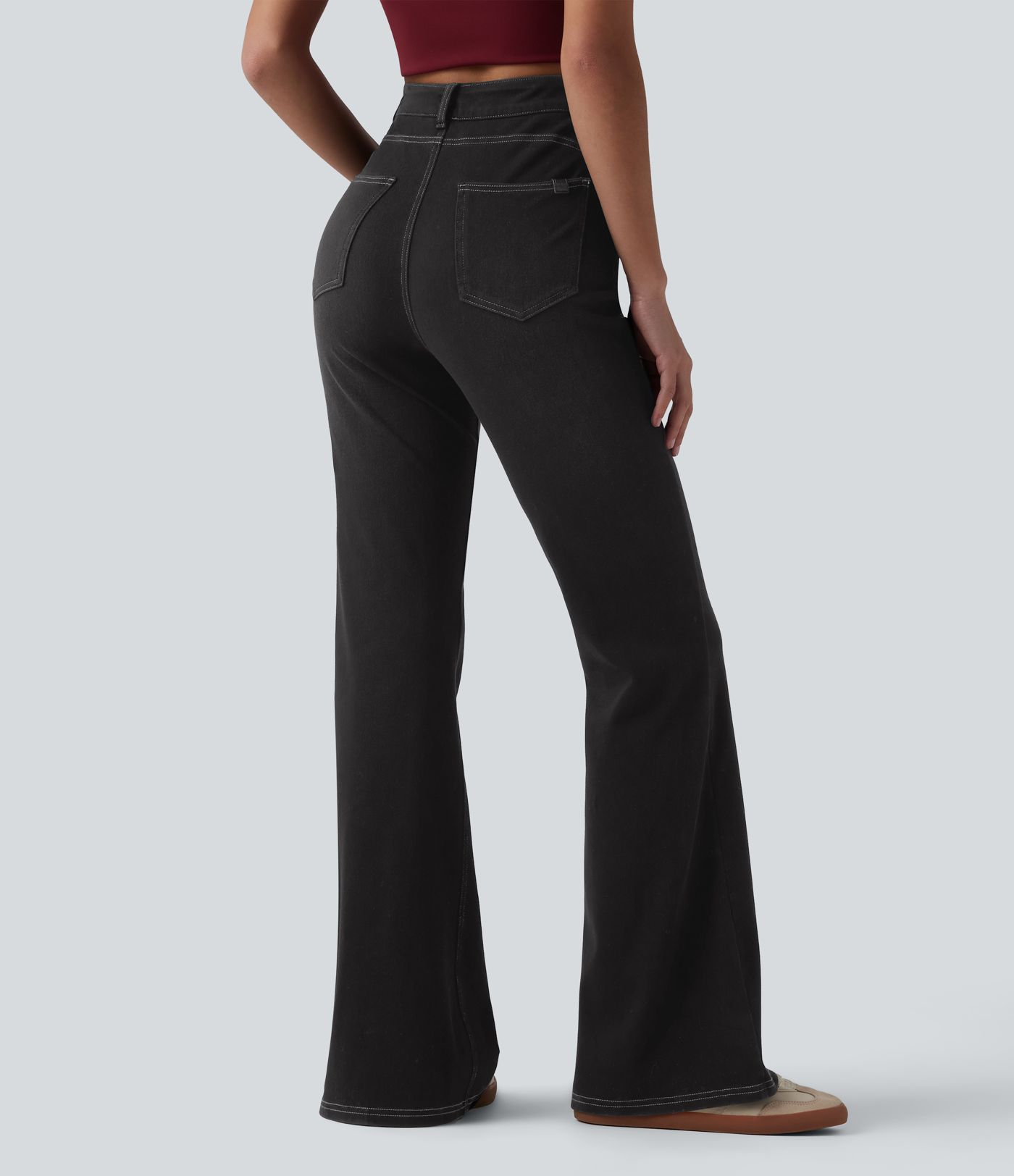 Halara Flex™ High Waisted Crossover Tummy Control Bootcut Casual Jeans with Pockets