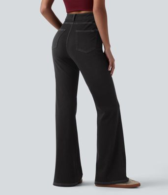 Halara Flex™ High Waisted Crossover Tummy Control Bootcut Casual Jeans with Pockets