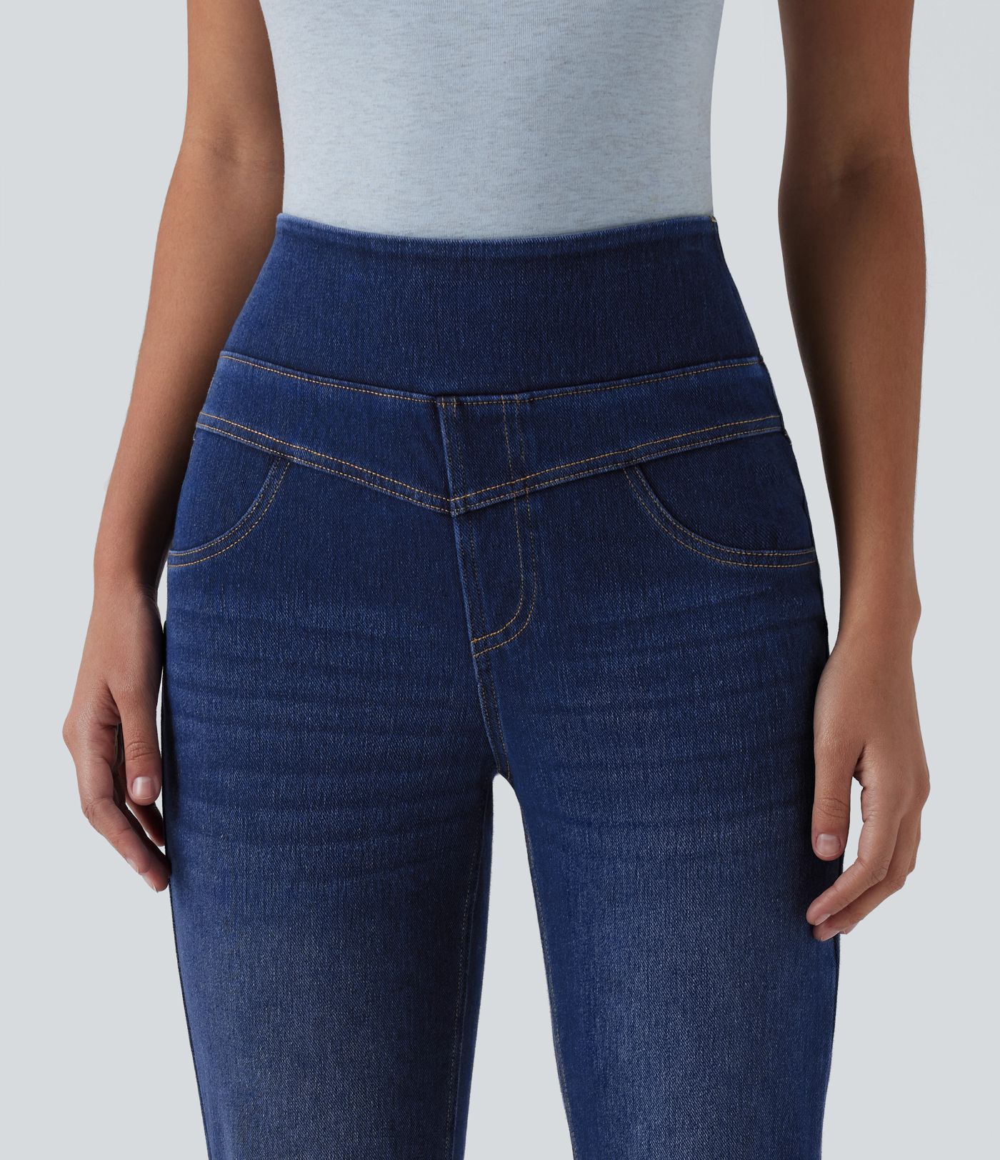 Jean Halara Flex™ taille haute évasé slim décontracté avec poches