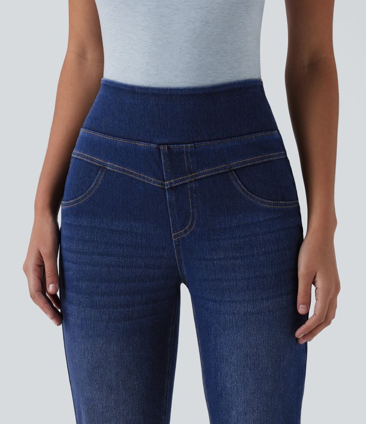 Jean Halara Flex™ taille haute évasé slim décontracté avec poches