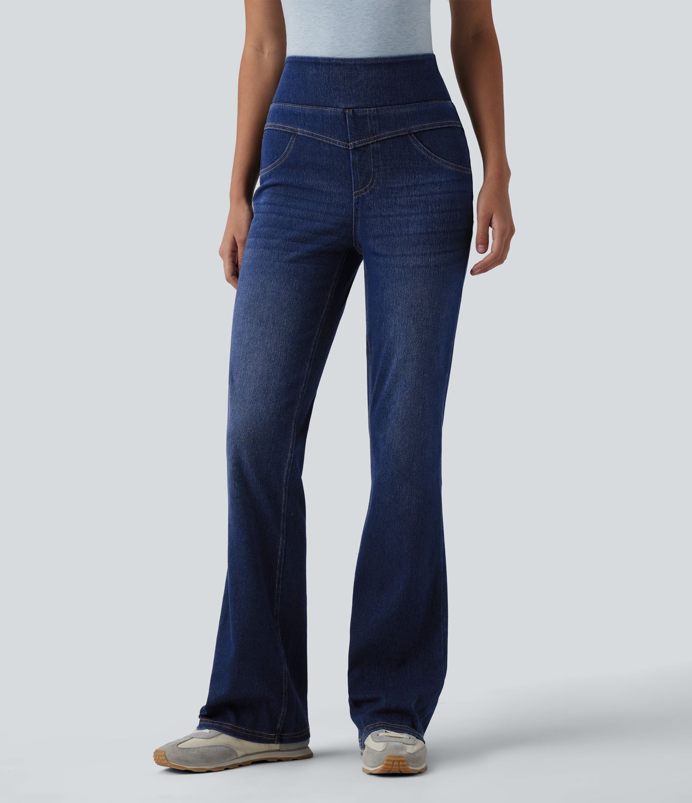 Jean Halara Flex™ taille haute évasé slim décontracté avec poches