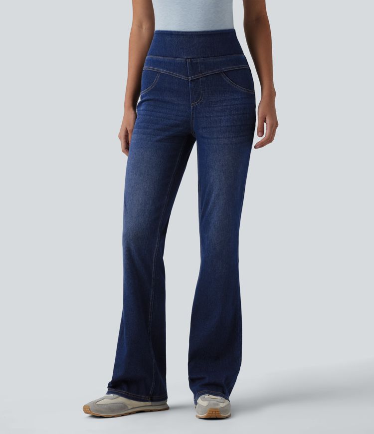 Jean Halara Flex™ taille haute évasé slim décontracté avec poches