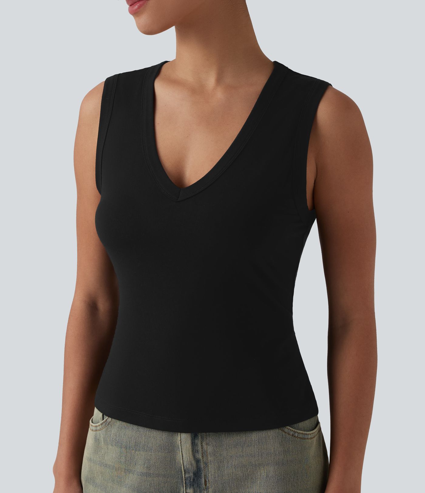 Maiou casual cu decolteu în V