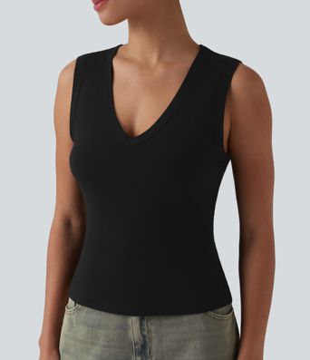 Maiou casual cu decolteu în V