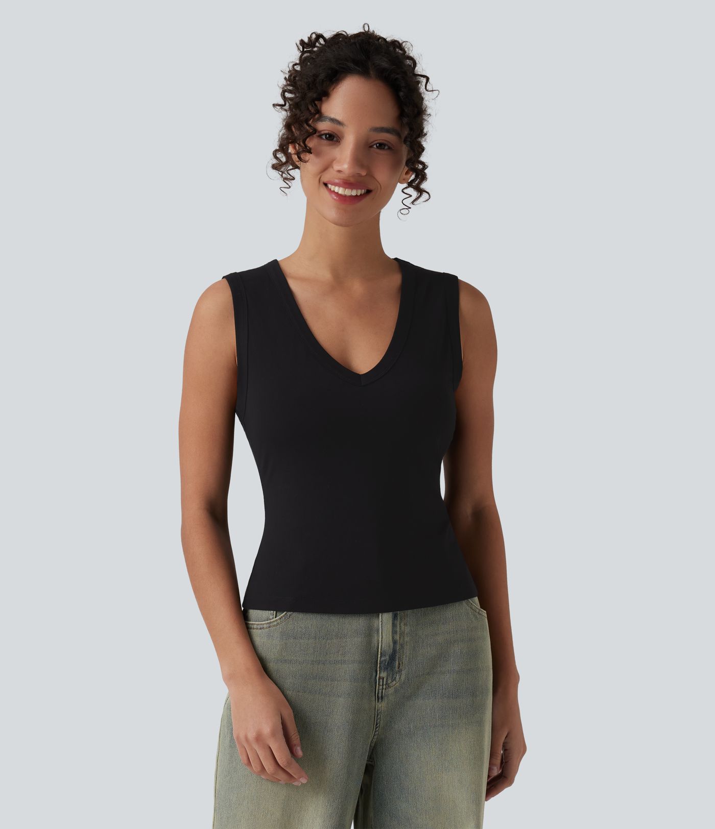 Maiou casual cu decolteu în V