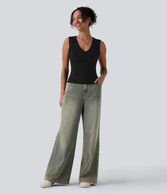 Maiou casual cu decolteu în V