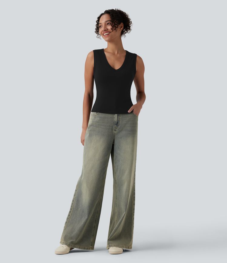 Maiou casual cu decolteu în V