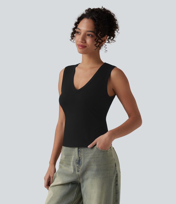 Maiou casual cu decolteu în V