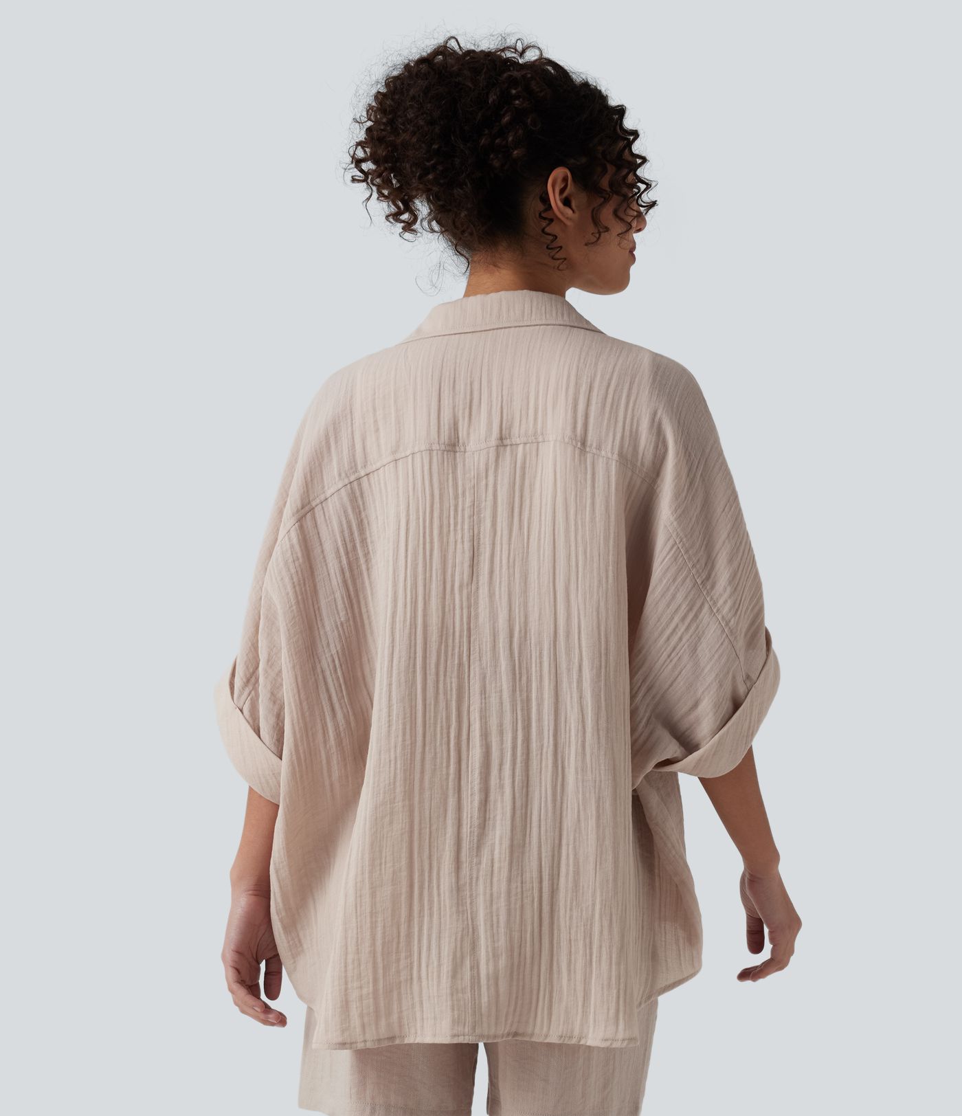 Half Sleeve Casual Linen-Feel Shirt with Pocket