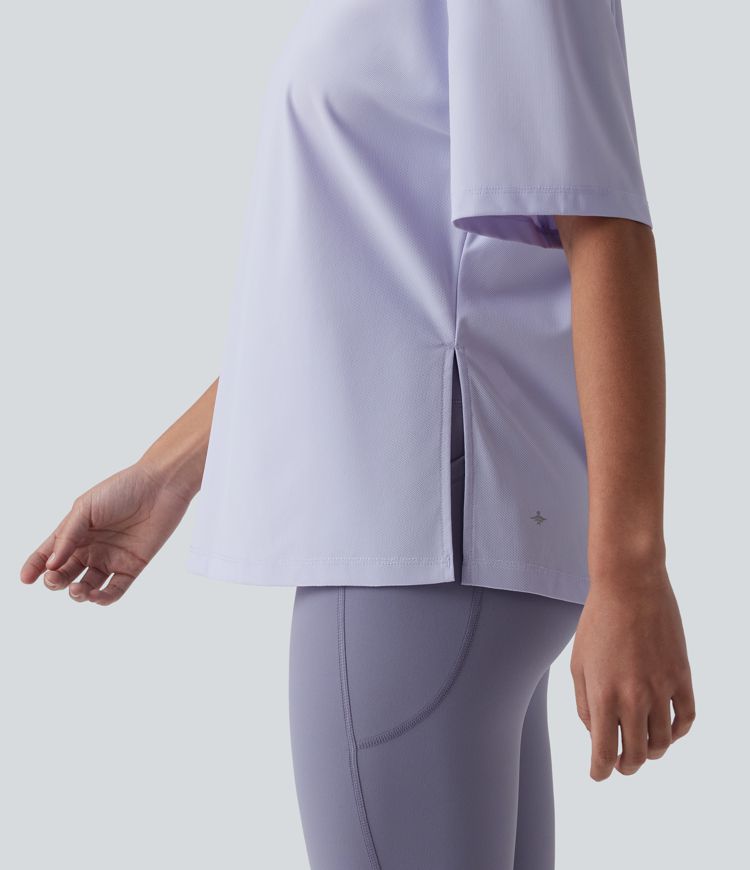 Top de randonnée à col rond et manches courtes - UPF40+