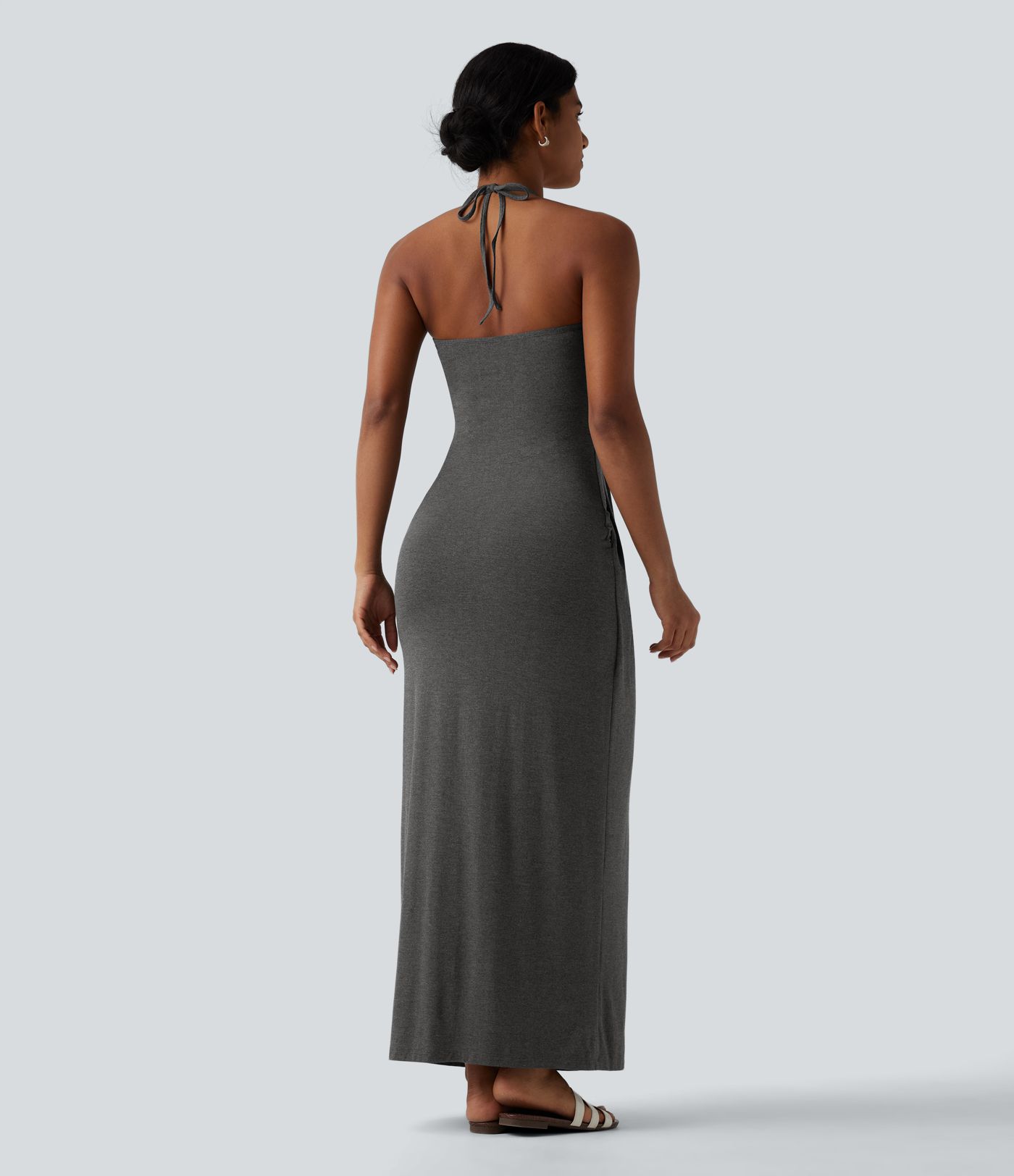 Halter Tie Back Maxi Dress with Pockets