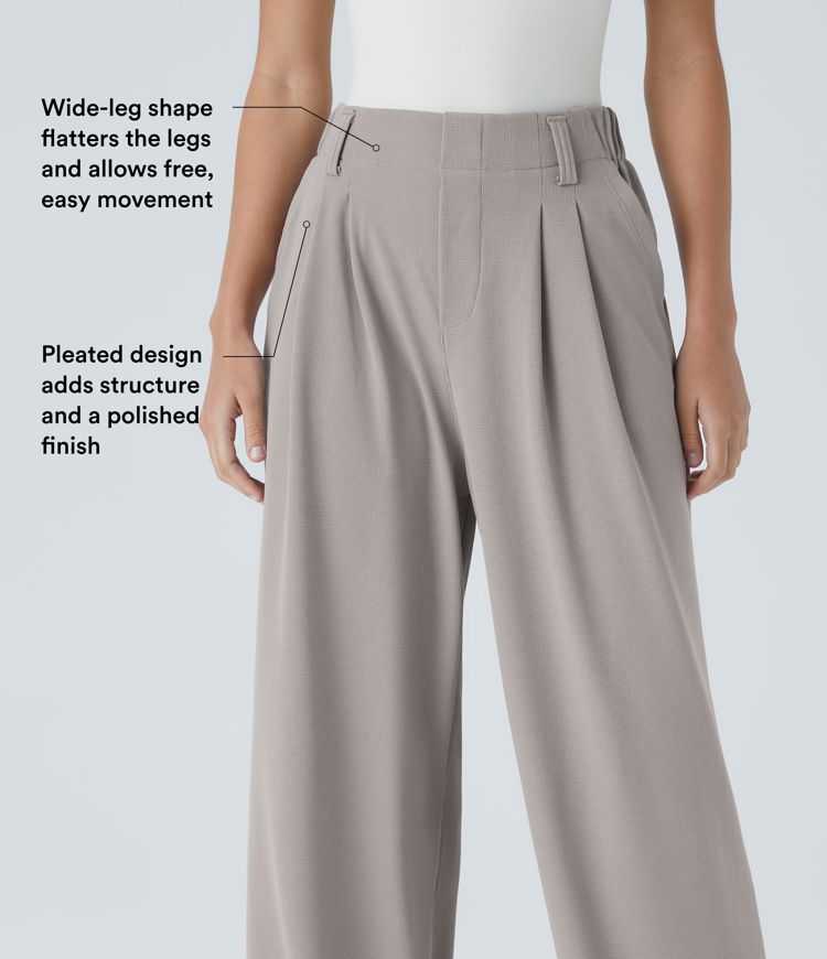 Halara Flex™ High Waisted Pocket Wide Leg Waffle Work Trousers