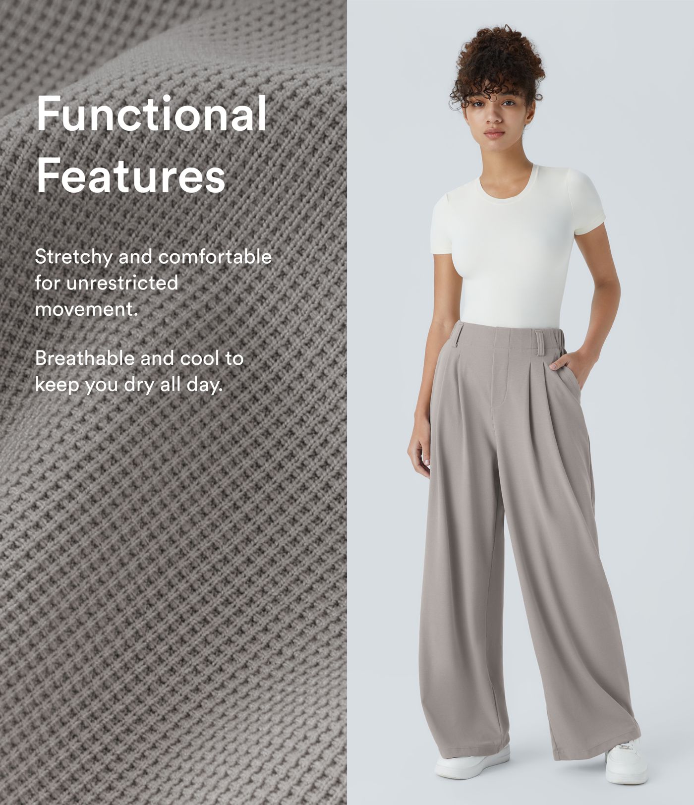 Halara Flex™ High Waisted Pocket Wide Leg Waffle Work Trousers