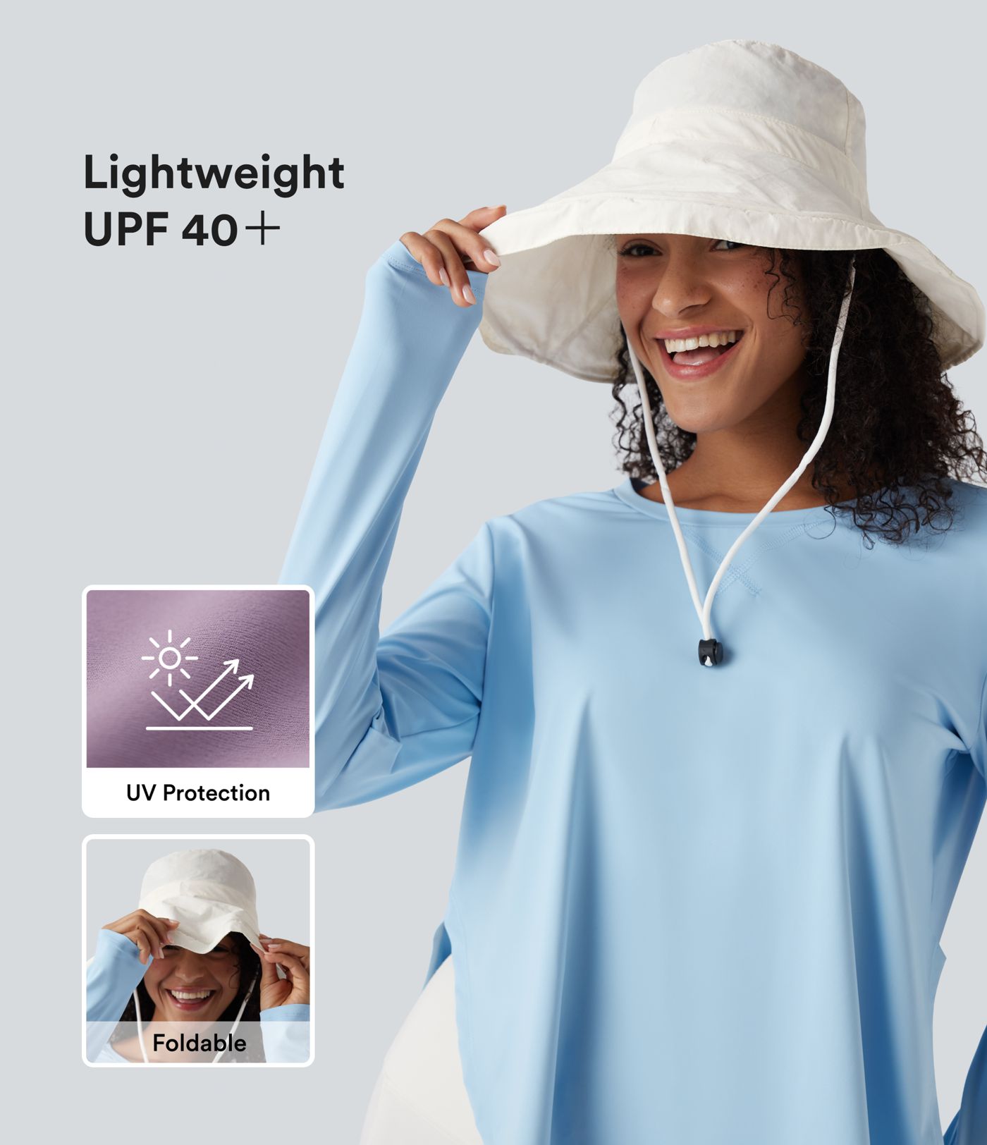 UV Protection Lightweight Easy to Pack Wide Brim Adjustable Casual Sun Hat-UPF40+