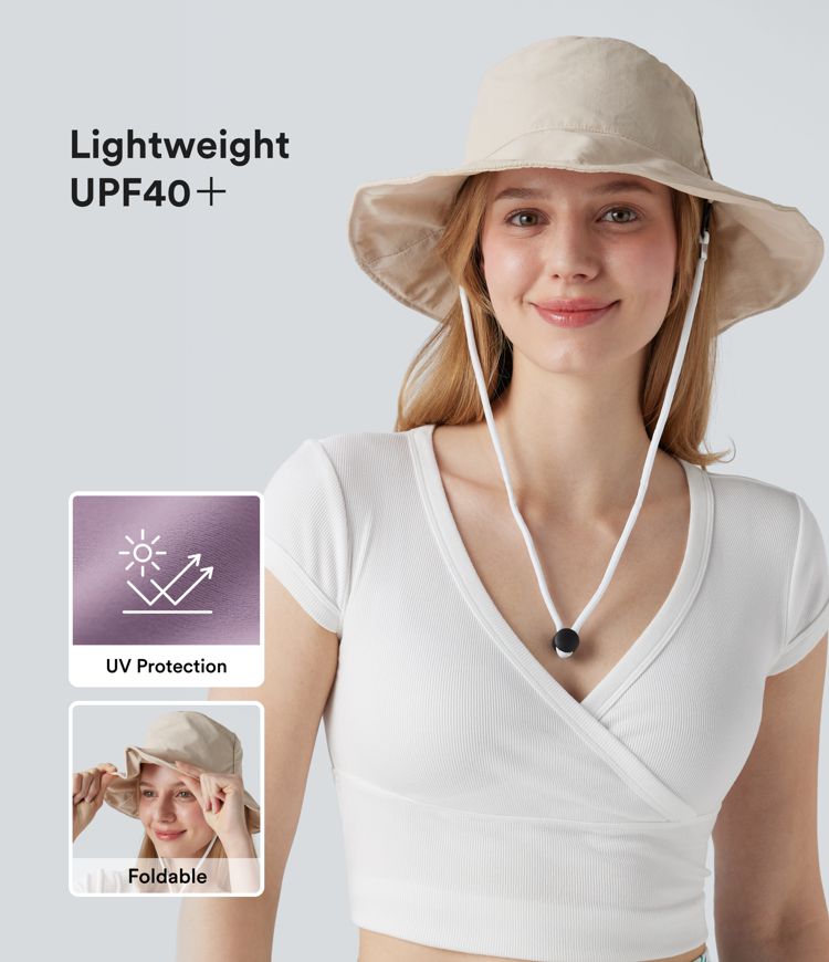 UV Protection Lightweight Easy to Pack Wide Brim Adjustable Casual Sun Hat-UPF40+