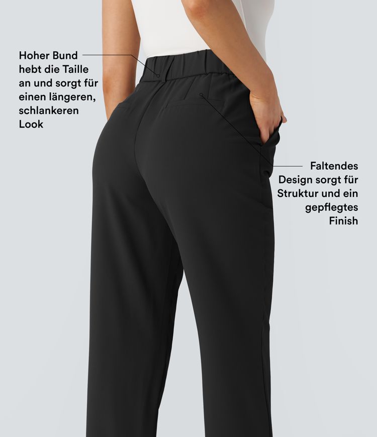 Halara Flex™ - Slim Tapered Work Pants with High Waist and Side Pockets