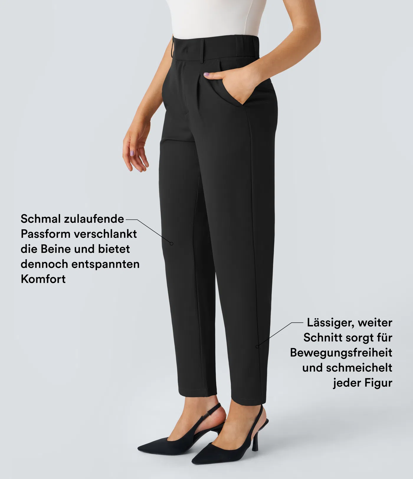 Halara Flex™ - Schmal zulaufende Arbeits-Hose mit hohem Bund und Seitentaschen