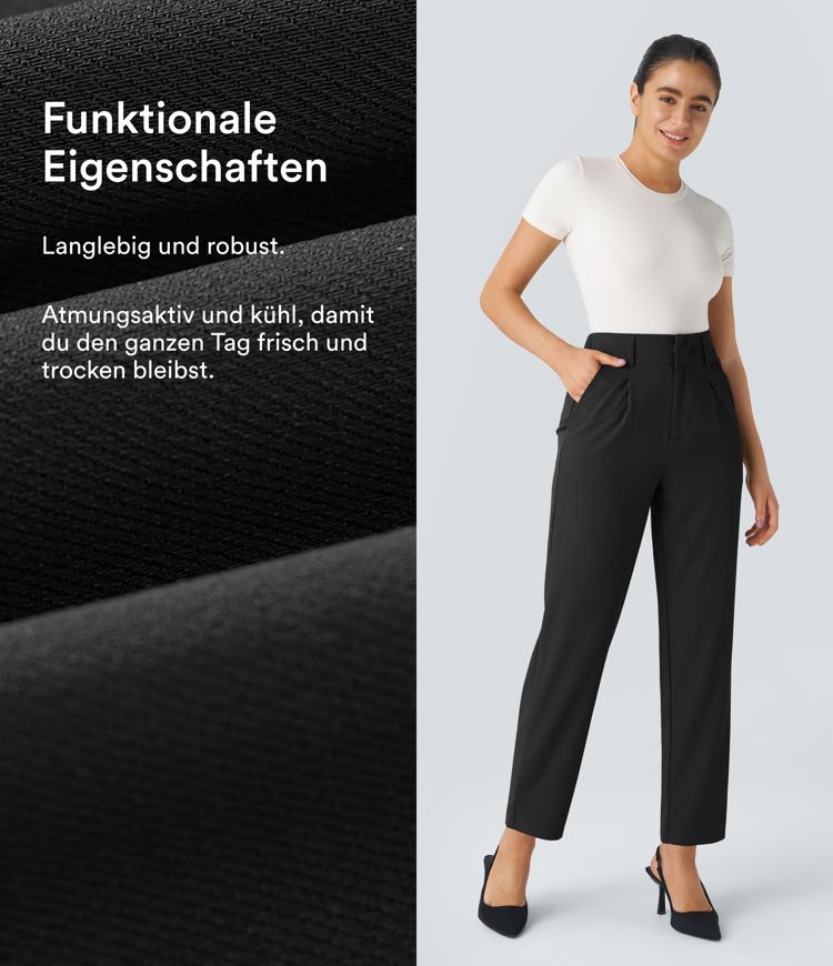 Halara Flex™ - Slim Tapered Work Pants with High Waist and Side Pockets