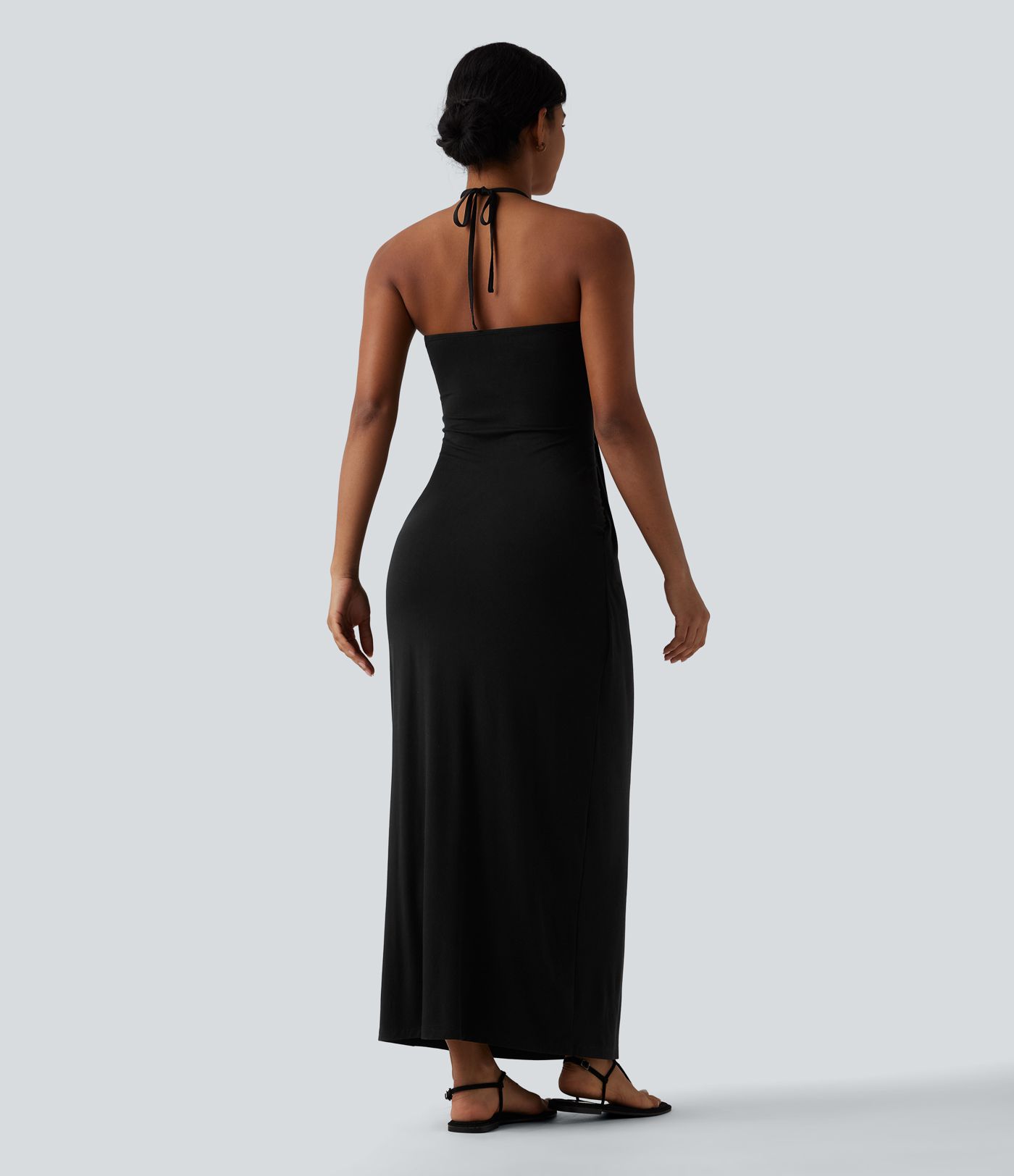 Halter Tie Back Maxi Dress with Pockets