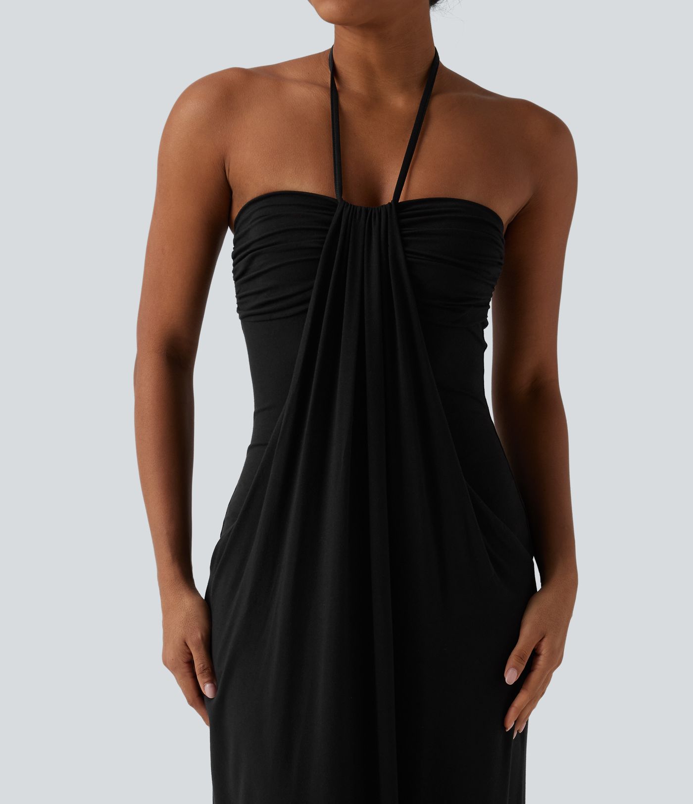 Halter Tie Back Maxi Dress with Pockets