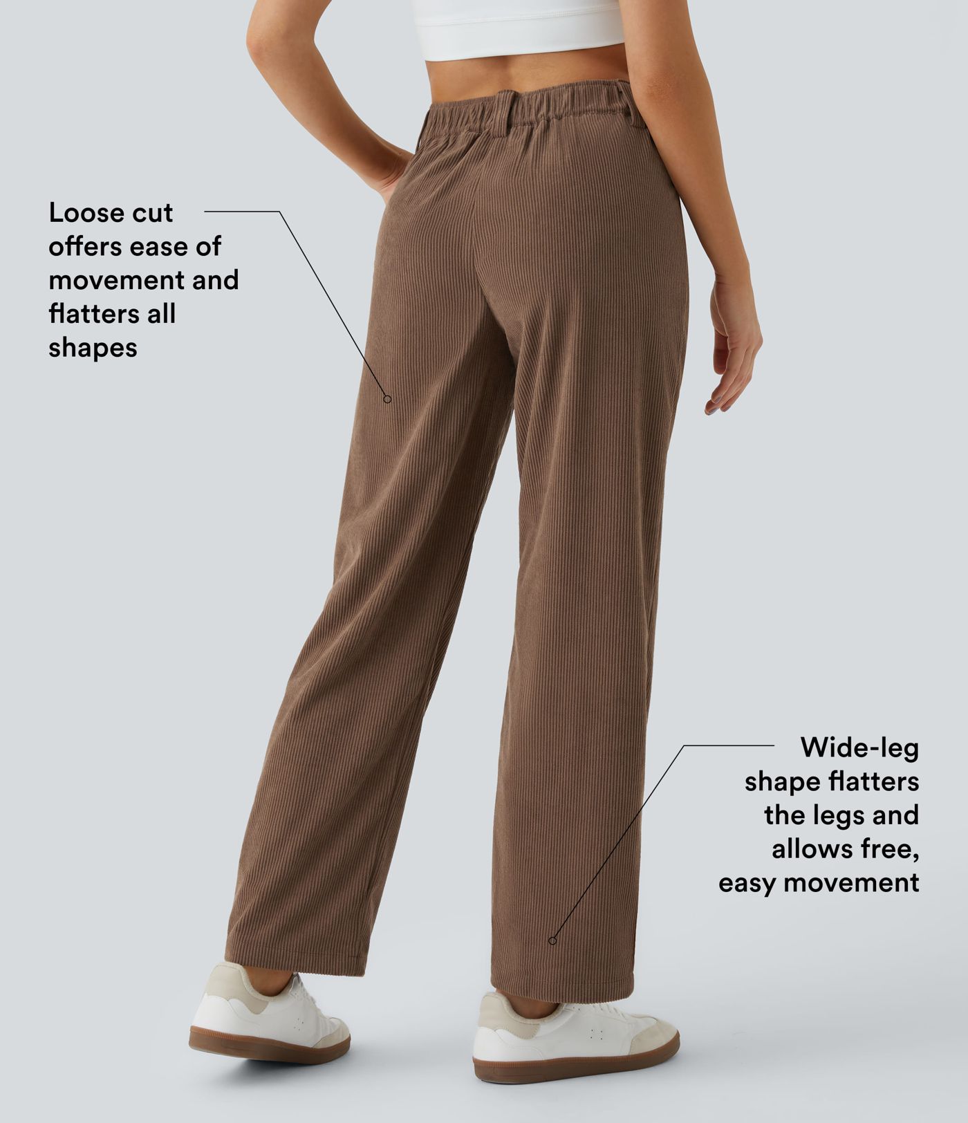 Mid Rise Zipper Pocket Corduroy Casual Pants