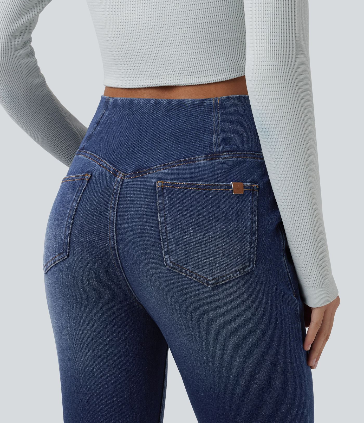 Halara Flex™ - Lässige Denim-Leggings mit hohem Crossover-Bund und mehreren Taschen