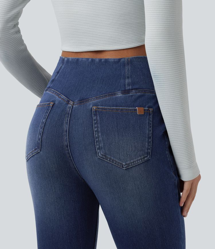 Halara Flex™ - Lässige Denim-Leggings mit hohem Crossover-Bund und mehreren Taschen